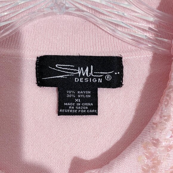 Women’s SML Design sweet Embellished Sequin Pink Sweater Size XL - Picture 5 of 6